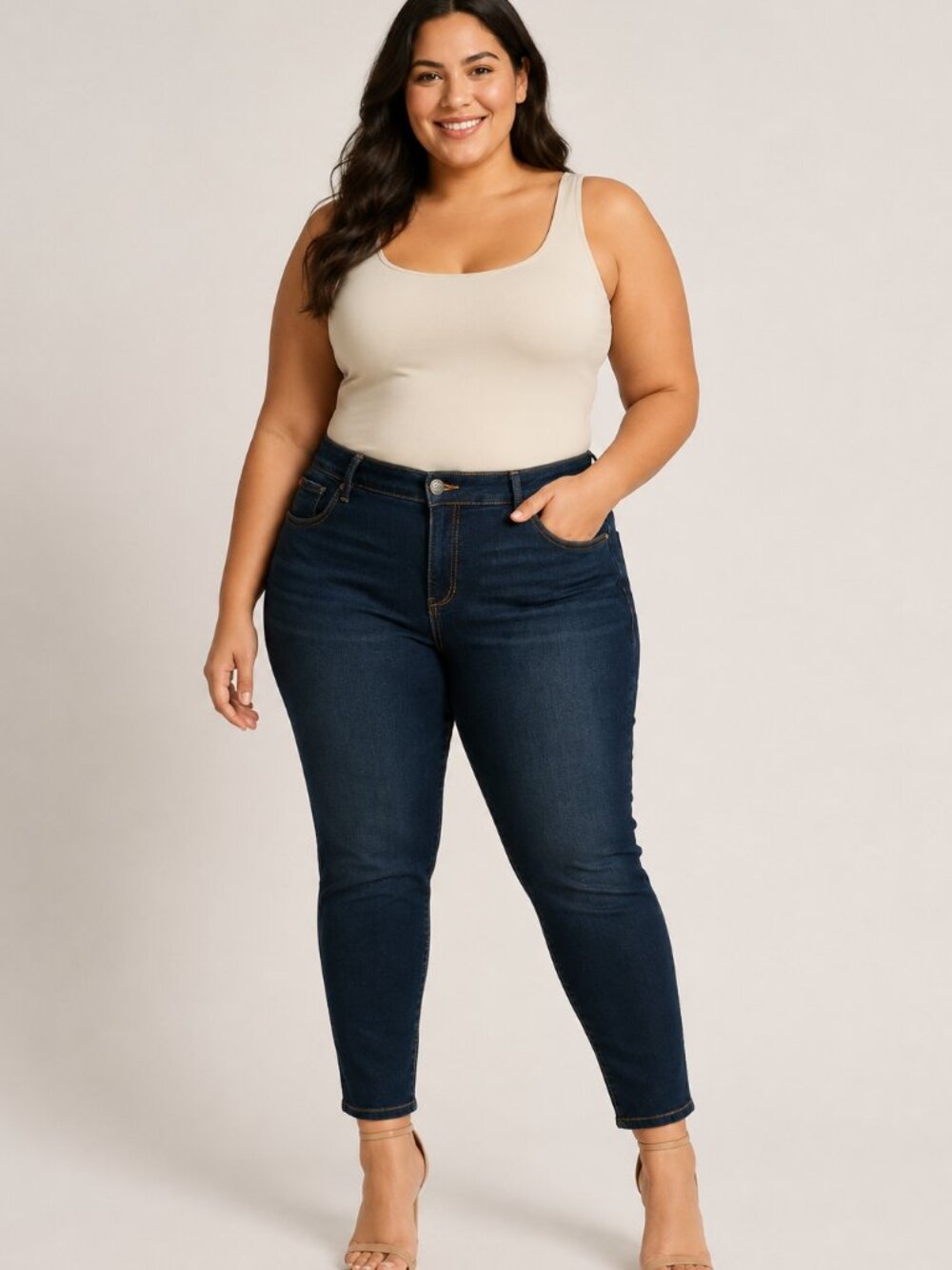 SLINK Jeans Curvy Size 22 Dark Wash Skinny Stretch Denim Plus Size Ankle Jeans